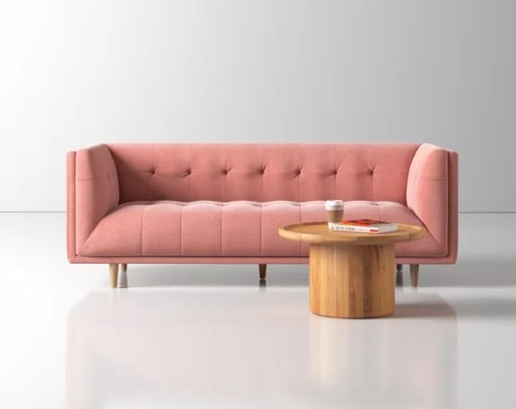Serene Modern Tufted 3-Seater Sofa with Solid Wood Legs