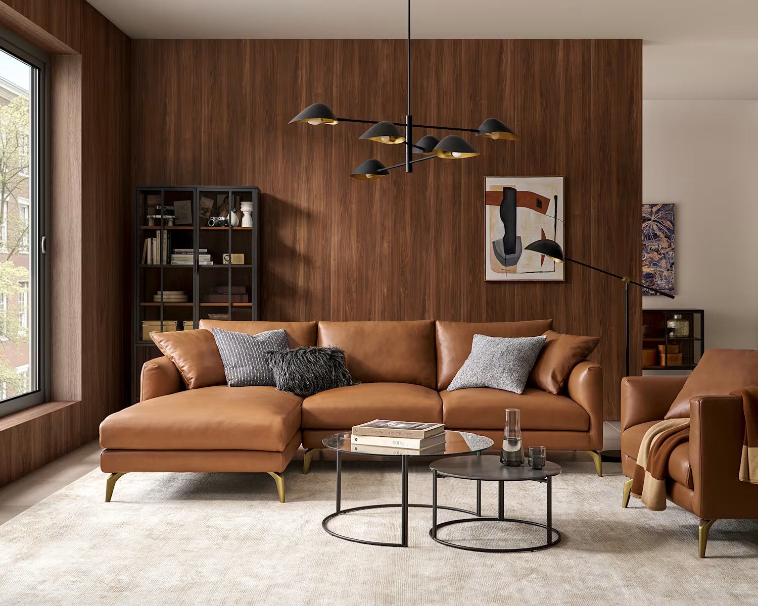 Lena Leather Chaise Sectional Sofa