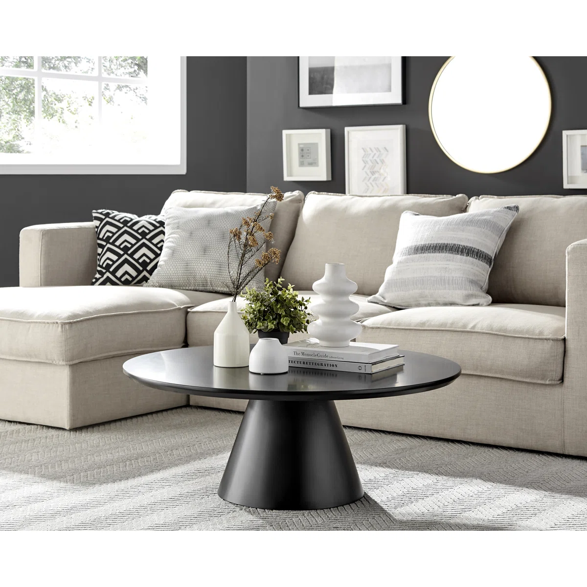 Palm Luxury Pedestal Round Coffee Table