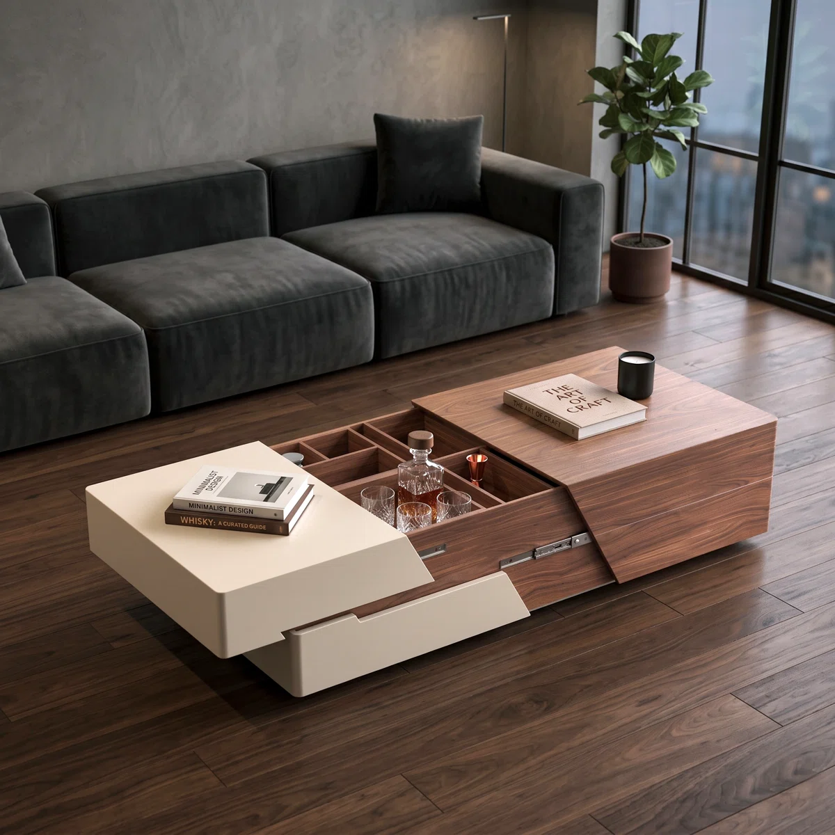 Sankey Extendable Sliding Top Wood Coffee Table With 2 Drawers & 4 Hidden Storges