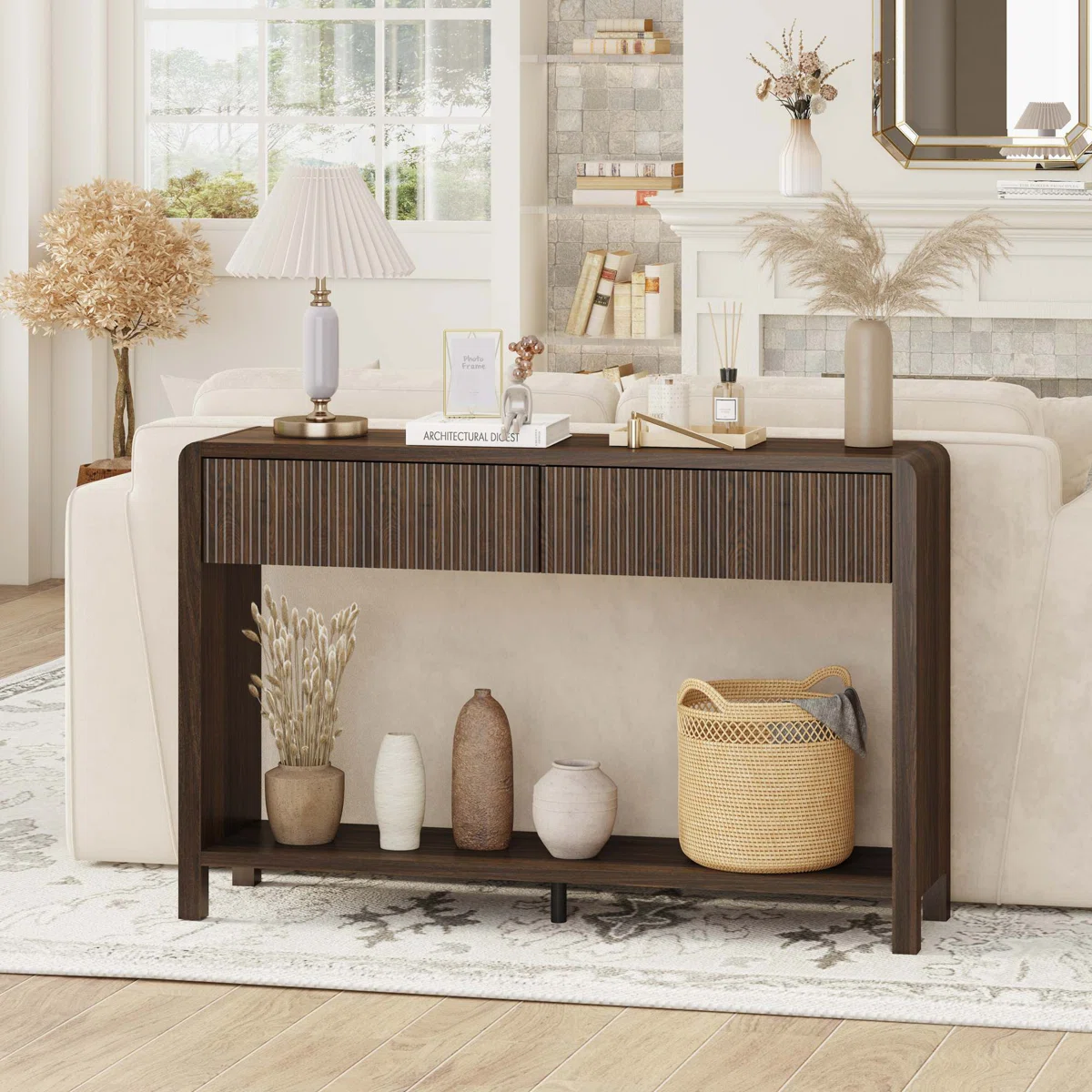 Guinna 2-Drawer Wood Console Table