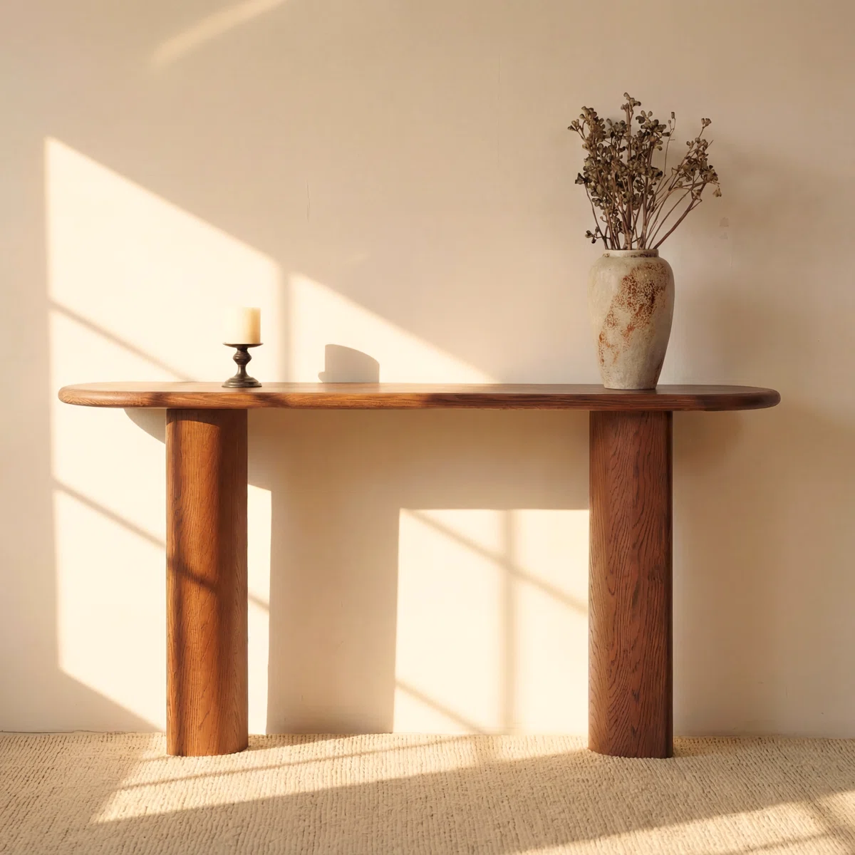 Haven 60" Brown White Oak Console Table – Modern Entryway Sofa Table