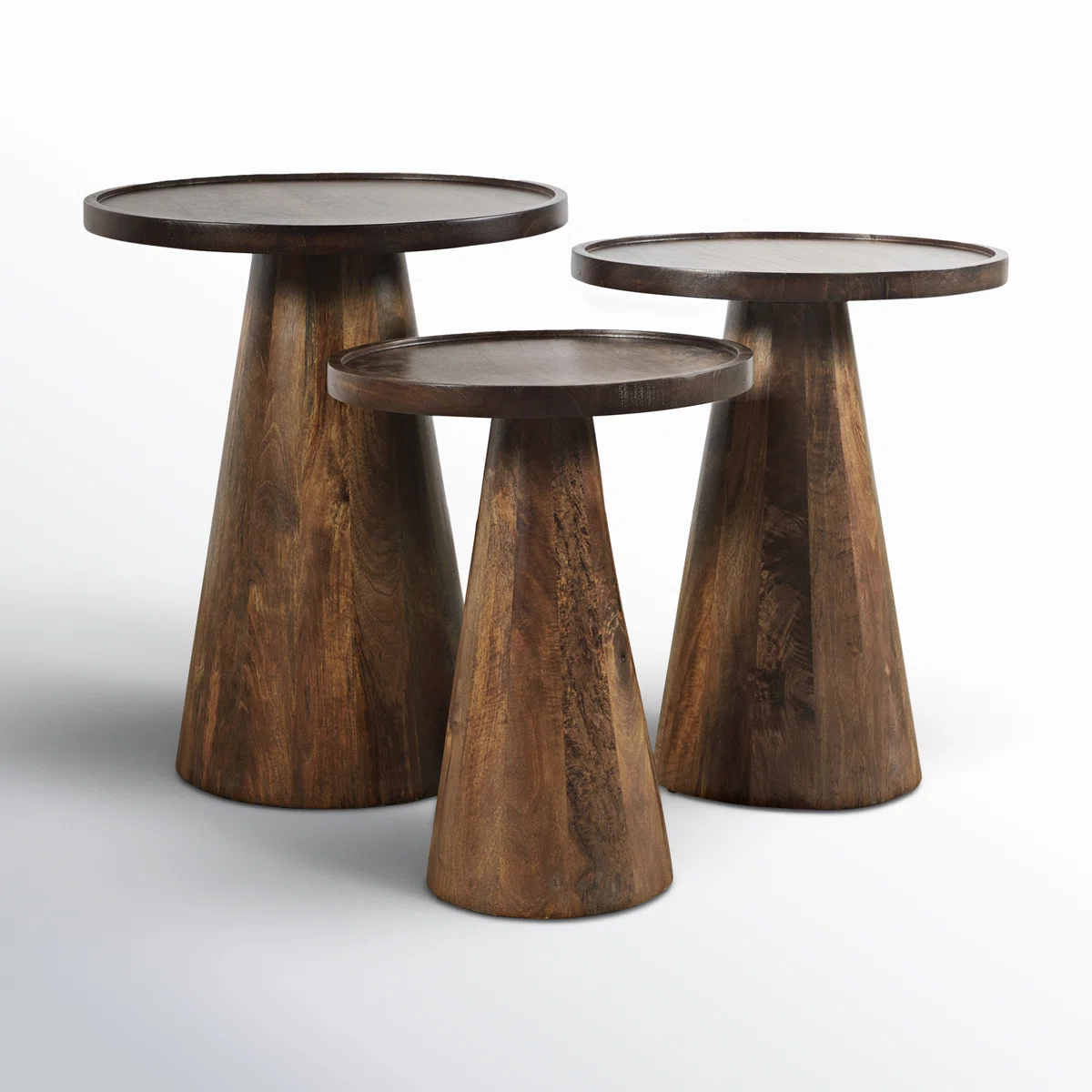 Jean 3-Piece Jean Solid Mango Wood Tray Top Nesting Table Set