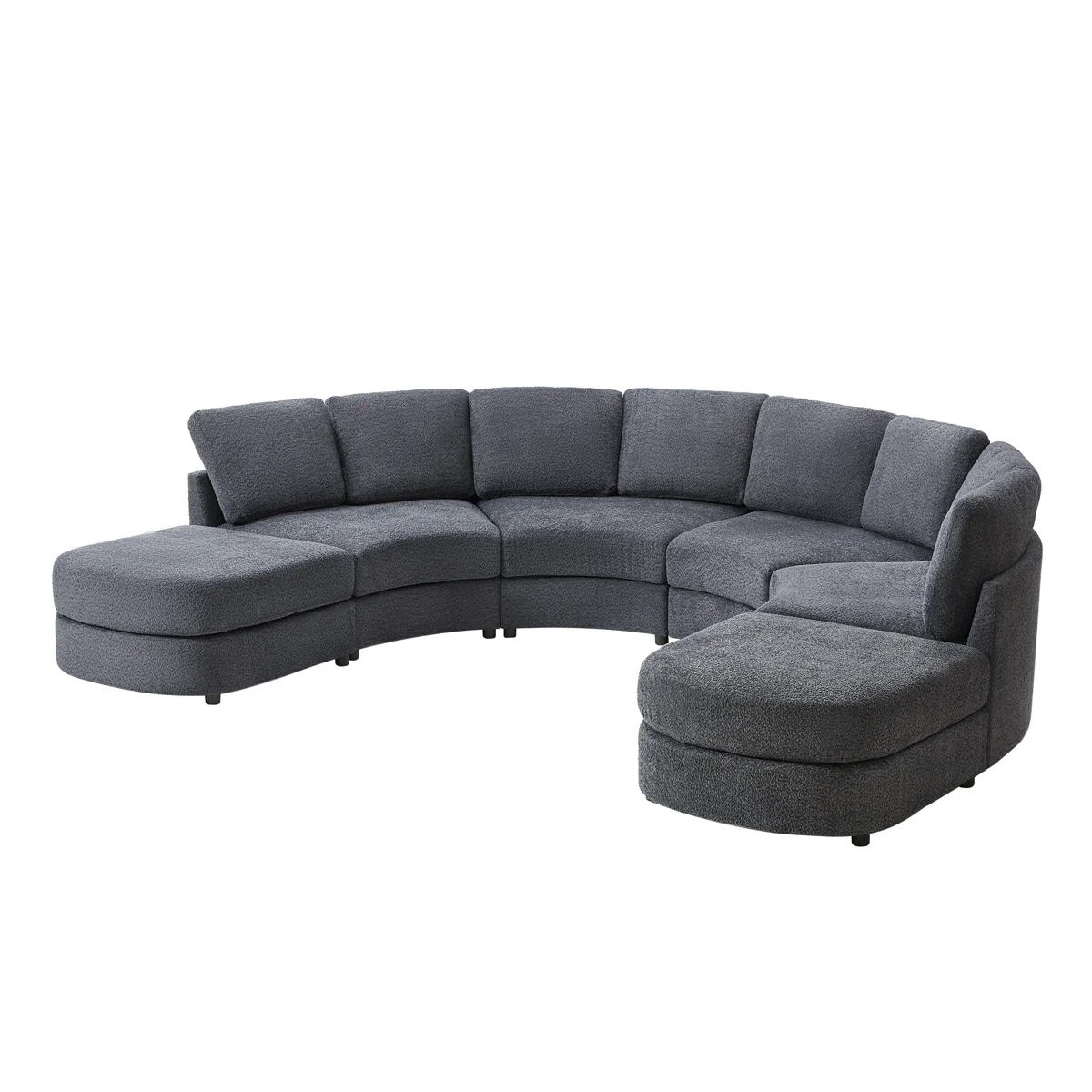 Grandon 138" Modern Modular Curved Sectional Sofa with Two Ottomans