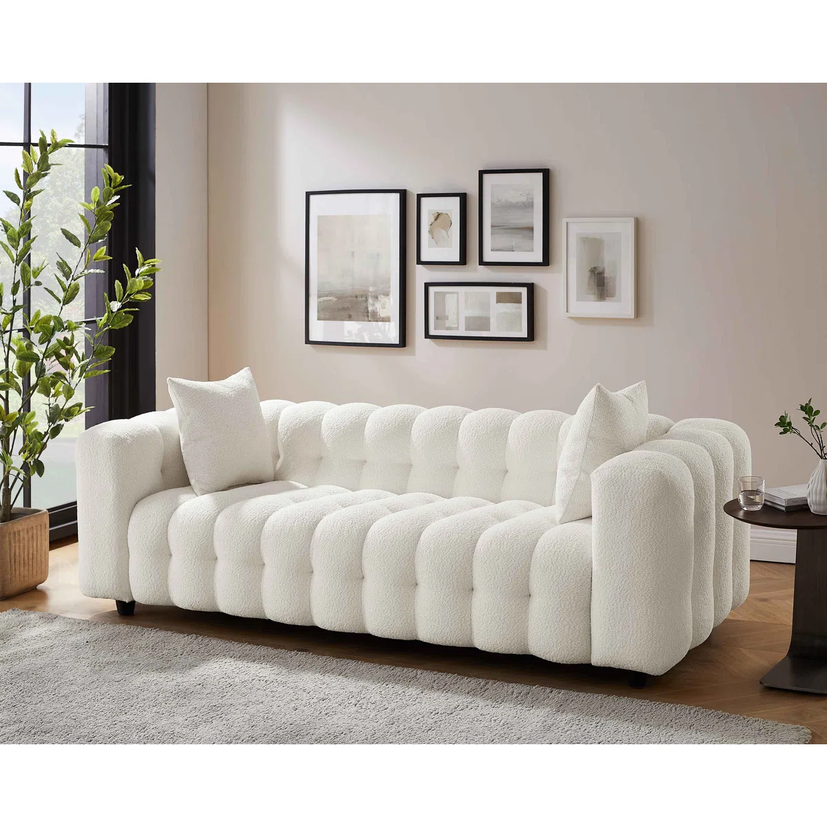 Lavance 89.4" W Tufted Bouclé Sofa